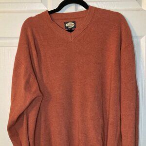 Vintage Tommy Bahama Men's Orange V-Neck Sweater - Size XL